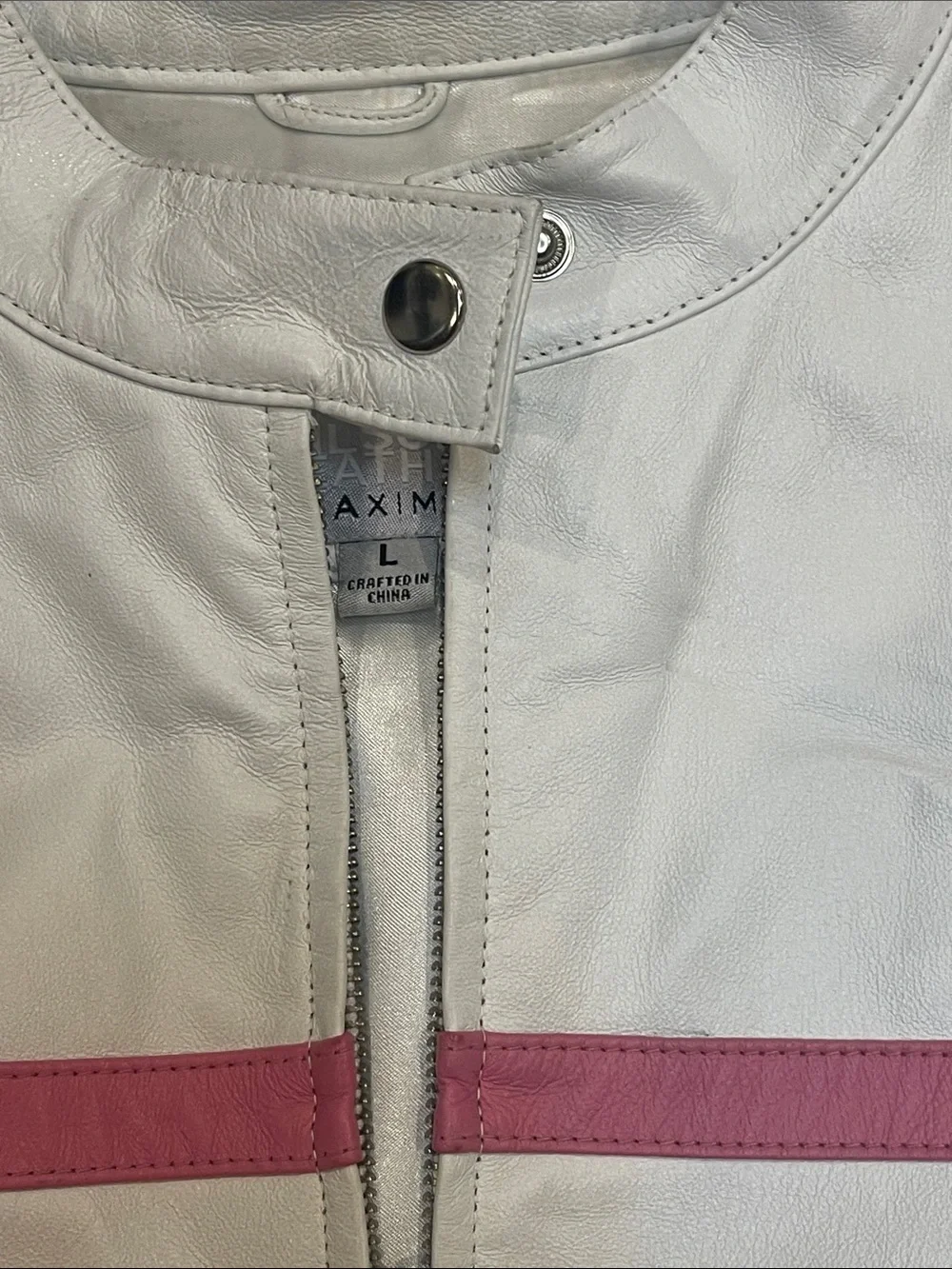 Classic White Women's Wilson’s Leather Jacket with Pink Trim ladies L - Picture 10 of 16